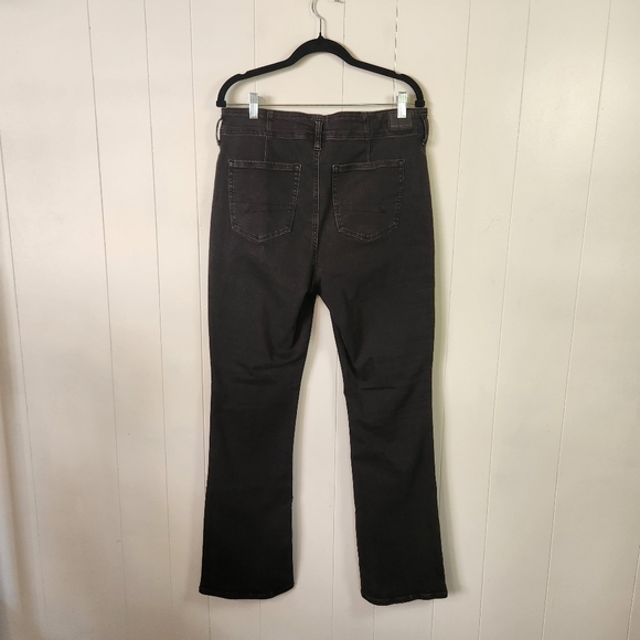 American Eagle High Rise Skinny Kick Bootcut Jeans Black Womens Size 14 Stretchy - Picture 4 of 11